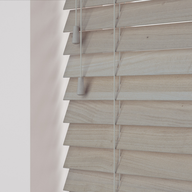 Acacia stained wood blinds 